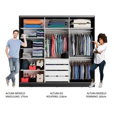 Guarda Roupa Casal 100% Mdf Madesa Royale 3 Portas Espelho Cor Preto 106209 Foto mini 4