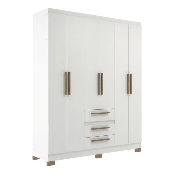 Guarda-roupa Casal 6 Portas 3 Gavetas Branco - Decibal Foto 1