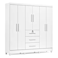 Guarda-roupa Casal 6 Portas 3 Gavetas Com Chave Mumbai Mdp Branco Foto mini  3