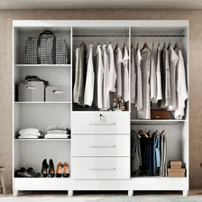 Guarda-roupa Casal 6 Portas 3 Gavetas Com Chave Mumbai Mdp Branco Foto mini  2