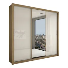 Guarda-roupa Casal Absolut 3 Portas Com Espelho Cor Bege Foto mini 2