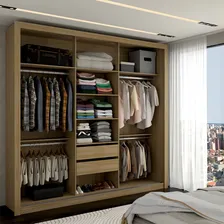 Guarda-roupa Casal Absolut 3 Portas Com Espelho Cor Bege Foto mini 3