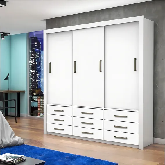 Guarda Roupa Casal Anjos 3 Portas Carioca M贸veis Djwt Foto 1