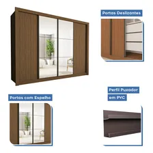 Guarda Roupa Casal Com 6 Espelhos 4 Portas Firenze Espresso M贸veis Foto mini 4
