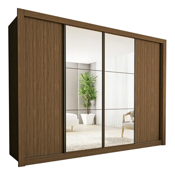 Guarda Roupa Casal Com 6 Espelhos 4 Portas Firenze Espresso M贸veis Foto 1