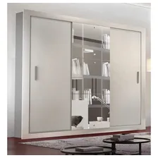 Guarda Roupa Casal Com Espelho 3 Portas De Correr Iiwt Cor Branco Foto mini 1