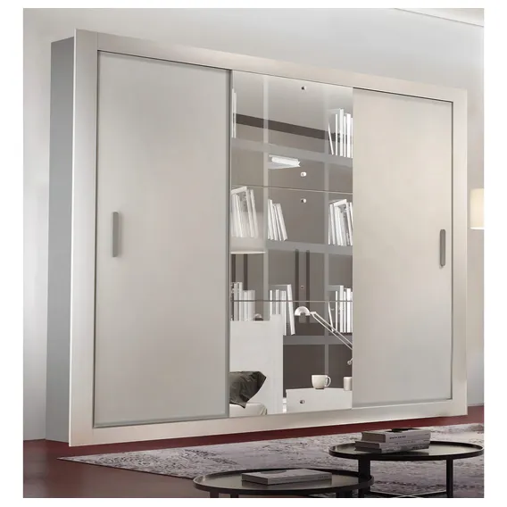 Guarda Roupa Casal Com Espelho 3 Portas De Correr Iiwt Cor Branco Foto 1