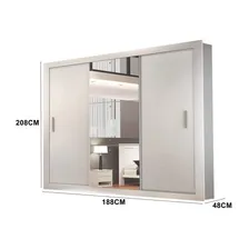Guarda Roupa Casal Com Espelho 3 Portas De Correr Iiwt Cor Branco Foto mini 3