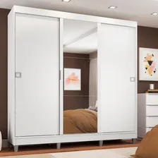 Guarda-roupa Casal Madesa Napoli 3 Portas C Espelho Com Pés Cor Branco Foto  mini 1