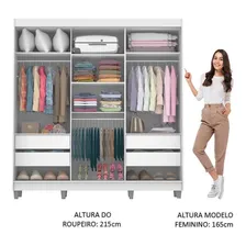 Guarda-roupa Casal Madesa Napoli 3 Portas C Espelho Com Pés Cor Branco Foto mini 4