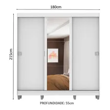 Guarda-roupa Casal Madesa Napoli 3 Portas C Espelho Com Pés Cor Branco Foto mini  3