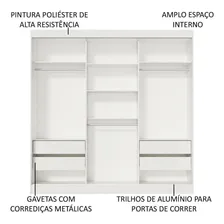 Guarda-roupa Casal Madesa Napoli 3 Portas Com Espelho Cor Branco Foto mini 4