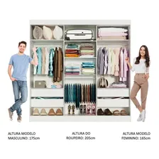 Guarda-roupa Casal Madesa Napoli 3 Portas Com Espelho Cor Branco Foto mini  3