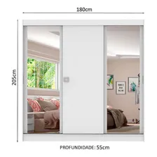 Guarda-roupa Casal Madesa Napoli 3 Portas Com Espelho Cor Branco Foto mini  2