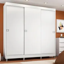 Guarda-roupa Casal Madesa Napoli 3 Portas De Correr Com Pés Cor Branco Foto mini 1