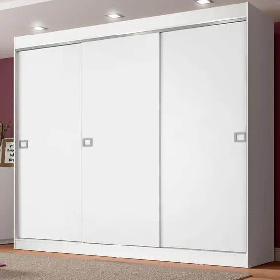 Guarda-roupa Casal Madesa Napoli 3 Portas De Correr Cor Branco Foto 1