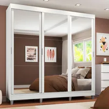 Guarda-roupa Casal Madesa Napoli 3 Portas Espelho Com Pés Cor Branco Foto mini 2