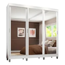 Guarda-roupa Casal Madesa Napoli 3 Portas Espelho Com Pés Cor Branco Foto mini 1