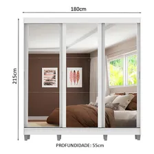 Guarda-roupa Casal Madesa Napoli 3 Portas Espelho Com Pés Cor Branco Foto mini 3