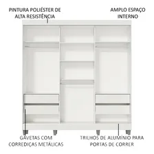 Guarda-roupa Casal Madesa Veneza 3 Portas Correr Com Espelho Cor Branco Foto mini 4