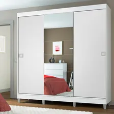 Guarda-roupa Casal Madesa Veneza 3 Portas Correr Com Espelho Cor Branco Foto mini 1