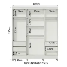 Guarda-roupa Casal Madesa Veneza 3 Portas Correr Com Espelho Cor Branco Foto mini 3