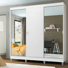 Guarda-roupa Casal Madesa Veneza 3 Portas Correr Com Espelho Cor Branco Foto mini 2
