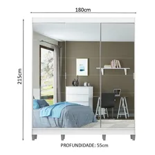 Guarda-roupa Casal Madesa Veneza 3 Portas Correr Com Espelho Cor Branco Foto mini  3