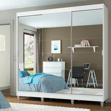 Guarda-roupa Casal Madesa Veneza 3 Portas Correr Com Espelho Cor Branco Foto  mini 1