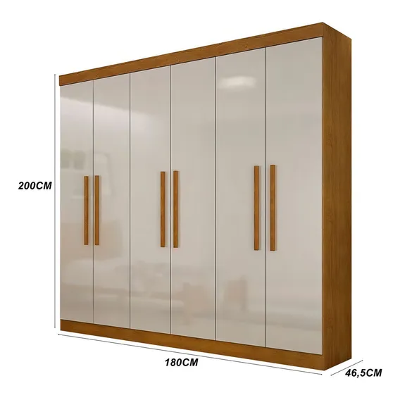 Guarda-roupa Casal Malibu 6 Pt Imbuia E Off White Foto 1
