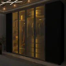 Guarda Roupa Casal Reflecta Led Innova Preto - Gelius Foto mini 4