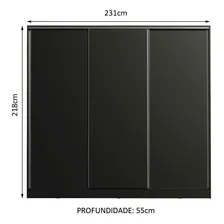 Guarda Roupa Casal Royale Madesa 3 Portas Correr Mdf Preto Foto mini 3