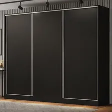 Guarda Roupa Casal Royale Madesa 3 Portas Correr Mdf Preto Foto mini 1