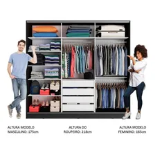 Guarda Roupa Casal Royale Madesa 3 Portas Correr Mdf Preto Foto mini 4