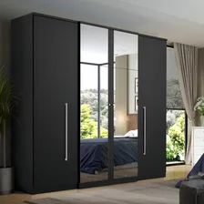 Guarda-roupa Casal Thb Splendore Glass, 4 Portas, Preto Foto mini 1