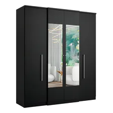 Guarda-roupa Casal Thb Splendore Glass, 4 Portas, Preto Foto mini 2