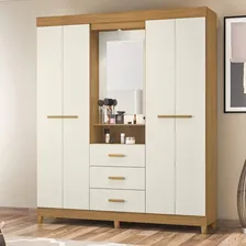 Guarda Roupa De Casal Com Espelho 4 Portas E 3 Gavetas Fewt Foto mini 1