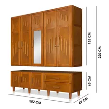 Guarda-roupa Imperatriz 5 Portas Castanho Com Espelho Wt Foto mini 4