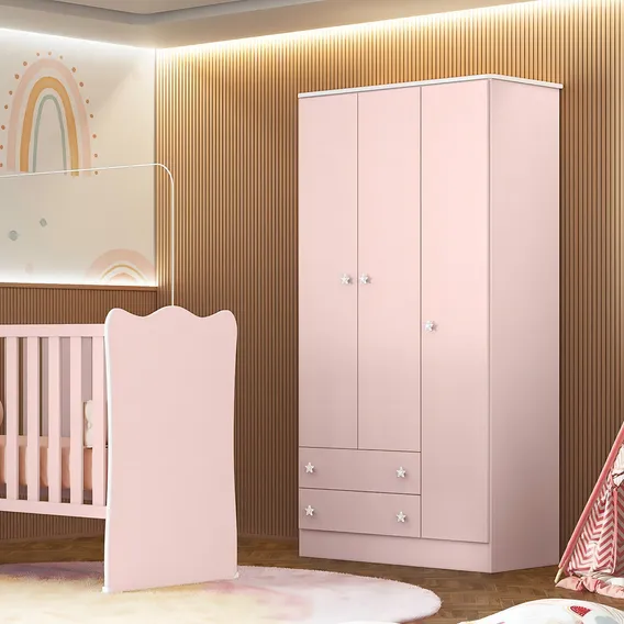 Guarda-roupa Infantil 3 Portas 2 Gavetas Doce Sonho Ch Foto 1