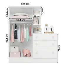 Guarda-roupa Infantil Doce Sonho 2 Portas Branco - Qmovi Foto mini 3