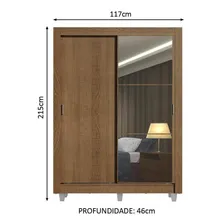 Guarda-roupa Madesa Denver 2 Portas Correr Espelho Com Pés Cor Rustic Foto mini 3