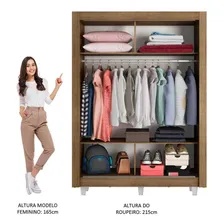 Guarda-roupa Madesa Denver 2 Portas Correr Espelho Com Pés Cor Rustic Foto mini 4