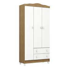 Guarda Roupa Mel Flat 3 Portas Branco Acetinado Amadeirado Foto mini 1
