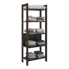 Guarda Roupa Modulado Closet 5 Prateleiras Az1005 Preto Nogal Foto  mini 1