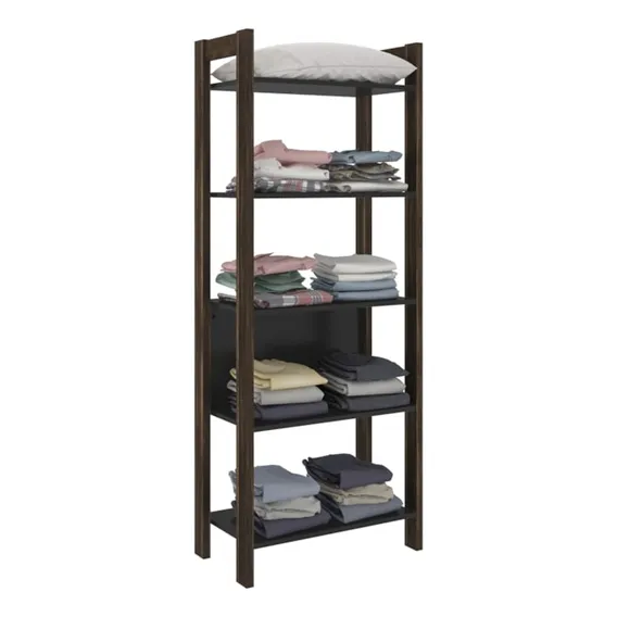 Guarda Roupa Modulado Closet 5 Prateleiras Az1005 Preto Nogal Foto 1