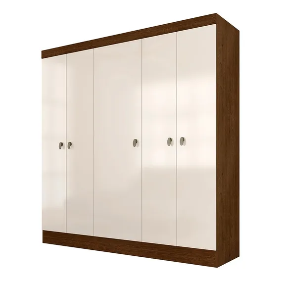 Guarda-roupa M贸veis Arapongas Guarda Roupa Helena Guarda Roupa Solteiro Helena Cor Freij贸/off Premium De Chapa Mdp 12 Mm Com 5 Portas De Dobradi莽as Foto 1