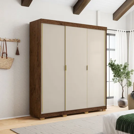 Guarda-roupa Porto 3 Portas 4 Gavetas 100% Mdf Jawt Foto 1