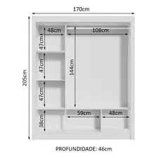 Guarda Roupa Roupeiro Casal Mônaco Madesa 3 Portas Correr Br Cor Branco/Rustic 10939B Foto mini 4