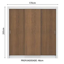Guarda Roupa Roupeiro Casal Mônaco Madesa 3 Portas Correr Br Cor Branco/Rustic 10939B Foto mini  3