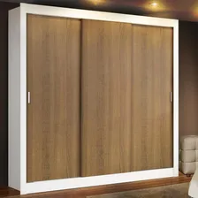 Guarda Roupa Roupeiro Casal Mônaco Madesa 3 Portas Correr Br Cor Branco/Rustic 10939B Foto  mini 1